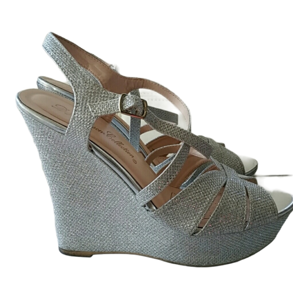 Silver wedge shoes